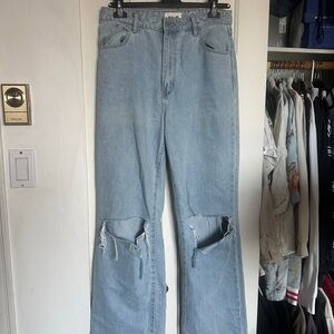 ROLLA'S Light Blue Ripped Straight Jeans